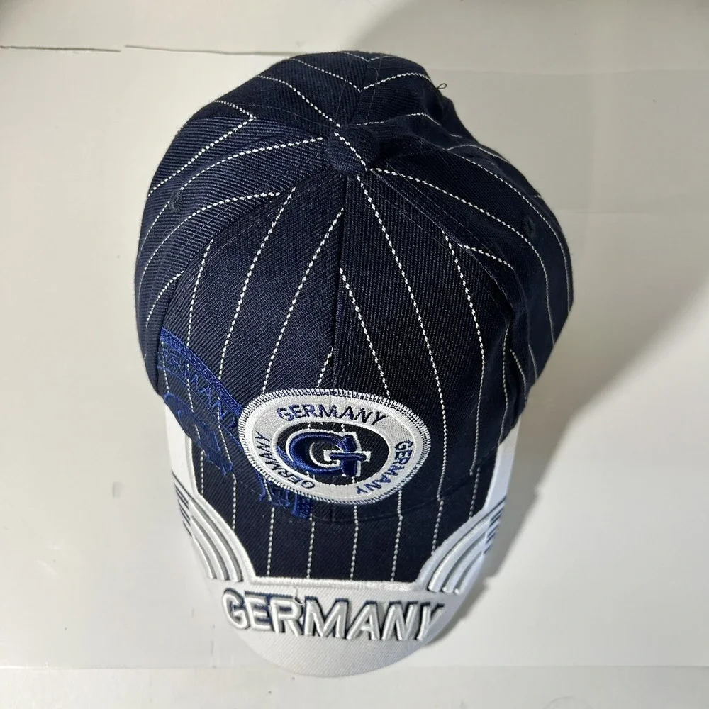 Germany Souvenir World Snapback Hat Blue White Vintage Adjustable Hook Loop Cap